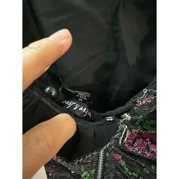 For Love & Lemons every rose   Strapless Sequin Mini Dress Black Size M - Picture 6 of 7